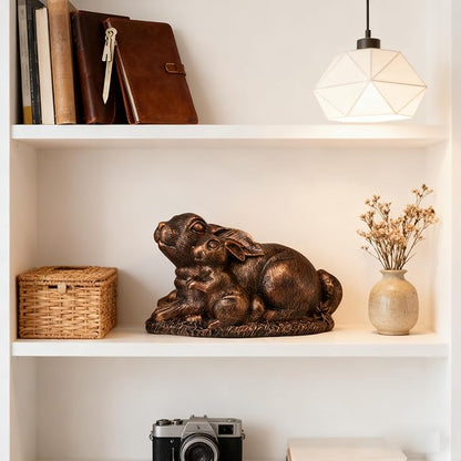 Rabbit Garden Outdoor Statue Resin Easter Bunny Statues for Home, Living Room Decoration, Garden Decor,Antique Bronze