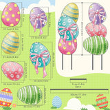 AnyDesign Easter Garden Stakes Welcome Metal Yard Sign Easter Decorations Outdoor Stacked Egg with Bow Decorative Lawn Sign for Spring Farmhouse Home Outside Lawn Porch Walkway Decor, 2 Sets