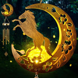 Moon Horsebird Wind Chime Outdoor, Handcrafted Metal Garden Wind Chimes with Horse & Bird Charms, Melodic Wind Bells for Patio Porch Decor, Weatherproof Gift for Equestrian & Nature Lovers