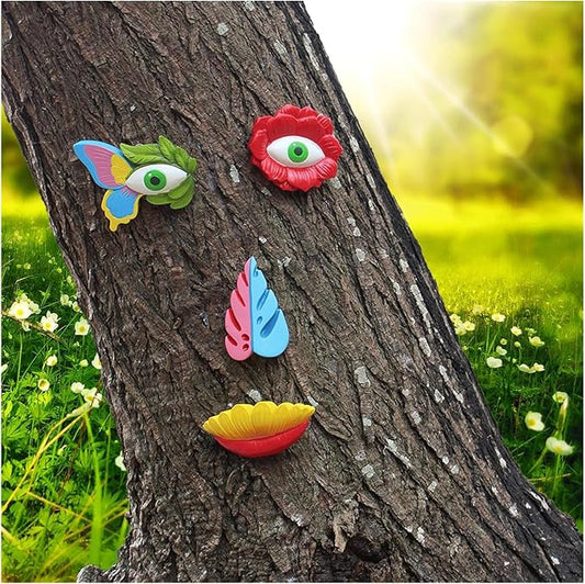 Garden Statues Funny Tree Faces Sculpture Full Color Tree Hugger Garden Decoration Whimsical Sculpture Garden Peeker for Easter Creative Props Yard Ornaments Decor