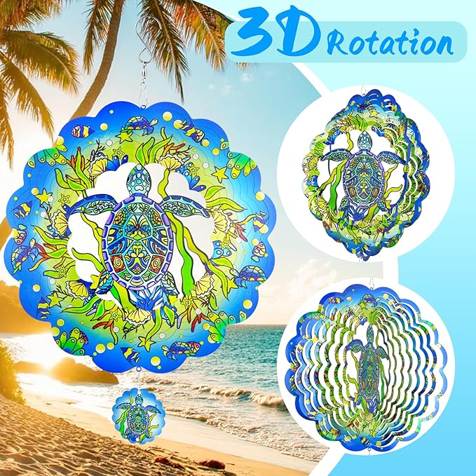 3D Wind Spinner, 12 inch 3D Kinetic Metal Garden Spinners, Rustproof Metal Garden Decor Yard Art, Wind Sculptures Ideal Gift for Homeowners & Garden Lovers