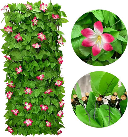 Expandable Fence Privacy Screen for Balcony Patio Outdoor,Decorative Faux Ivy Fencing Panel,Artificial Hedges (Single Sided Leaves)