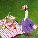 Porch Goose Outfit Fall Costume for 23'' Cement Goose Statue Winter Porch Goose Clothes Mamma Robe Self Care Outfit with Bathrobe Coffee Curlers for Outdoor Garden Yard Lawn Patio Decoration(Purple)