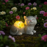 Solar Cat Garden Statue for Mom & Women, Unique Mom Gifts for Christmas, Cute Outdoor Yard Art & Patio Decorations for Grandma & Mother in Law