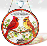 Personalized Cardinal Stained Glass Memorial Suncatcher, Custom Cardinals Window Hanging with Quote, Meaningful Sympathy Gifts for Loss of Loved One, Memorial Day for Mom, Dad, Grandparent
