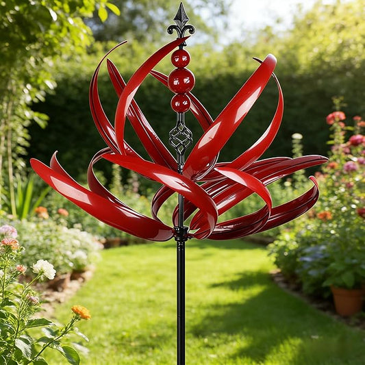 Wind Spinner for Yard and Garden 360° Rotating Metal Wind Sculpture Outdoor Kinetic Wind Spinners Stake Height Adjustable Metal Garden Ornament for Patio Lawn Backyard Decorative