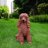 Poodle Garden Statue with Solar Lantern, Realistic Dog Sculpture, Birthday Gift for Women Mom Grandma, Housewarming Gift for New Home, Outdoor Resin Puppy Decor,Brown