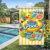 BlissYard Welcome To Our Pool Garden Flag 12x18 Double Sided Vertical Outdoor Decor Rubber Duck Summer Poolside Yard Garden Lawn Banner Bright Seasonal Display