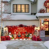 IVN Christmas Garage Door Banner 13x6ft Black Nutcracker Christmas Porch Banner Decorations Snowman Merry Christmas Garage Door Cover Decoration Home Door Front Yard Decor for Xmas Eve Holiday Outdoor