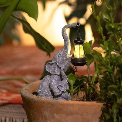 Solar Garden Outdoor Statues Elephants Decors Figurine Light, Lawn Decor Elephants Statue for Patio, Balcony, Yard Ornament, Chrismtas Gifts for Women Mom Grandma