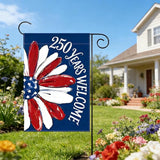 250th Anniversary Garden Flag, Red White Blue Sunflower Garden Flags, 250th Welcome Banner for Independence Day, 12x18 Inch Double Sided 4th of July Garden Flag for Yard & Outside Decor