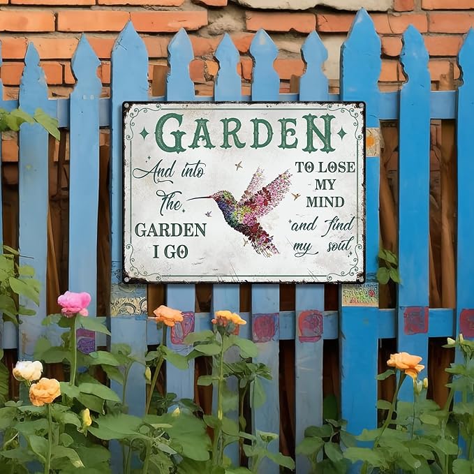 Bnesi Garden Signs for Outside Rustic Garden Home Outdoor Sign Decor Gift for Mothers Day, Grandmas Humming Bird Outside Sign Decoration Welcome Sign Patio Signs and Decor Outdoor (Pink, Star)