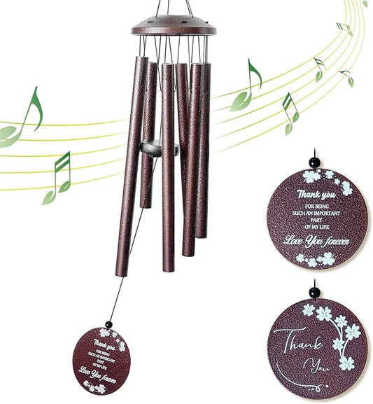 Wind Chimes for Outside - Large Deep Tone Bronze Wind Chime 32 Inch - Indoor & Outdoor - Good Luck Thank You Gifts Birthday Gifts - Memorial Sympathy Garden Hanging