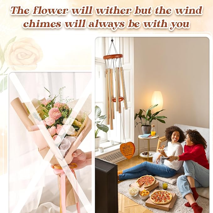 Bestie Gifts for Women, Best Friend Wind Chimes, Friendship Bestie Happy Birthday Gift for Women, Graduation Thanksgiving Presents for Friends Female BFF