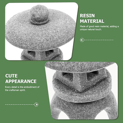 Japanese Style Stone Lantern Pagoda Garden Statue Miniature Landscape Ornament for Bonsai and Aquarium Decor, Small Snow-Inspired Round Lantern Micro Garden Sculpture