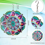 Goolyrusim Wind Spinner Mandala Jasmine, 12Inch Laser Cut Stainless Steel Wind Spinners, 3D Hanging Wind Sculptures for Yard and Garden Decoration Outdoor Decor Ornament, Mandala Gifts for Women Men
