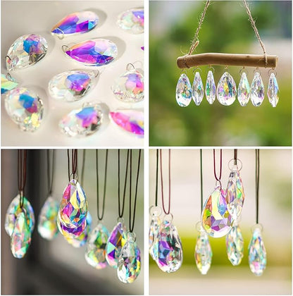 HDCRYSTALGIFTS 12 Pieces 50mm Crystal Prisms Chandelier Colorful Bauhinia Ornament Pendants Rainbow Maker Hanging Prisms for Wedding Party Christams Tree Garlands Decoration DIY Jewelry