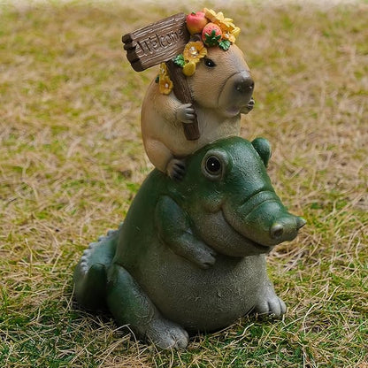 Zayton Garden Outdoor Capibara Statues Yard Resin Decoration Gift Handmade Housewarming Gift for Patio Yard Lawn Waterproof Cracking