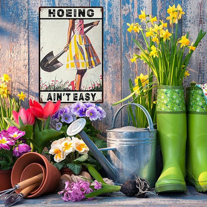 Gardening Because Murder is Wrong Retro Metal Sign for Garden Club Outdoor Indoor Home Wall Decorative 8 x 12 Inch