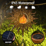 Solar Sun Wind Chimes Outdoor with Flame, Waterproof Wind Bells Light with Crackle Glass Ball for Outside, Clearance Unique Gifts for Mother's Day, Mom, Women, Girls, Yard, Garden, Party Decor