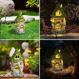Fairy Garden House with Solar Light, Outdoor Figurine Lights Garden Statues,Yard Decorations Outdoor Fairy Garden Accessories,Decor Gifts for Mom Women,12 Inches, Huge Fairyland House