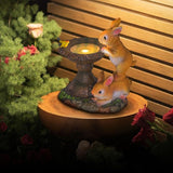 Banax Solar Rabbit Bird Bath for Garden, Ornaments Outdoor Statue Garden Gifts Waterproof Resin Sculpture with Solar Lights Outdoor Ornament for Christmas Decorations & Home Decor