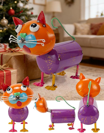 Yard Decorations Outdoor Metal Cat Statue Animal Sculptures Garden Decor for Outside, Weatherproof Yard Art Statues for Patio Porch Lawn Cat Gifts