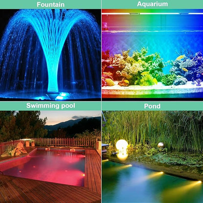Submersible Pool Lights, Waterproof RGB LED Ground Light for Swimming Pool, Pond, Fountain, Aquarium, Low Voltage Remote Control Indoor/Outdoor/Underwater Decor Pond Lights (46ft)