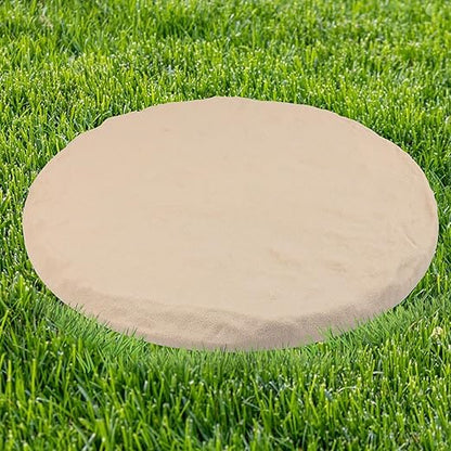 4Pcs Round Beige Stepping Stones Outdoor Garden Walkway, Durable Plastic Pavers for Patio, Pathway, and Landscaping, Weatherproof Stepping Stones with Ground Stakes for Easy Installation