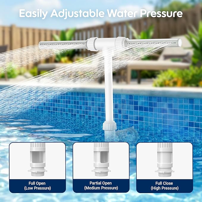 Pool Fountain for Inground Pools, Pool Sprinkler Fountain Upgraded Hydro-Powered Glow Adjustable Spray, Pool Waterfall Fountain Pool Accessories、Cooling & Relaxation