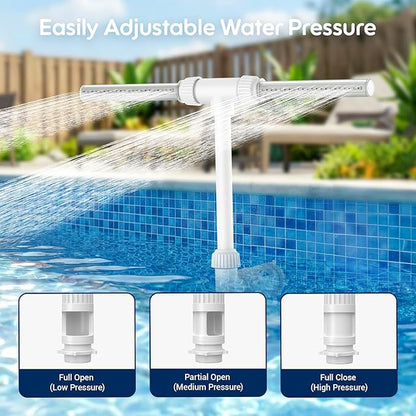 Pool Fountain for Inground Pools, Pool Sprinkler Fountain Upgraded Hydro-Powered Glow Adjustable Spray, Pool Waterfall Fountain Pool Accessories、Cooling & Relaxation