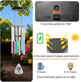 Solar Wind Chimes for Outside, 6 LED Tubes Auto-Color Changing, Birthday/Festival/White Elephant Gifts, 37” Outdoor Decor for Garden, Yard, Patio