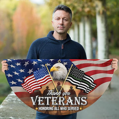 FLAGWIX Outdoor American Army Veteran Flag - Non-Pleated American Fan Flag Bunting 3x6 ft - Veteran Gifts for Men Women, Patriotic 4th of July Memorial Day Decorations Outdoor for Home Garden Decor