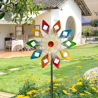 Solar 45" Sunglasses Wind Spinners for Yard and Garden, Metal Clearance Windmill Kinetic Wind Spinner Outdoor Decor, Wind Sculpture Yard Art Decorations for Patio & Lawn
