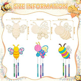 Leinuosen 30 Pcs Bee Wind Chime Kit for Kids Make Your Own Bee Wind Chimes Decorative DIY Coloring Wooden Crafts for Spring Art Activities Garden Home Patio Party Decorations