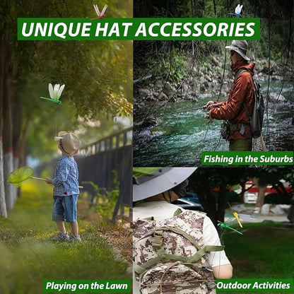 Fake Dragonfly Clip,Dragon Fly Hat Clip,3D Fake Dragonfly Clips Outdoor Simulation,Artificial Dragon Fly for Patio Garden Decoration, Multicolor Waterproof (2*Red+2*Blue+2*Green+2*Yellow)
