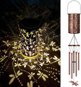 YHmall Solar Wind Chimes for Outside, Dragonfly Gifts for Women Mom Grandma Solar Lantern Windchimes Outdoors, Memorial Wind Chimes for Patio Yard Garden Christmas Decor