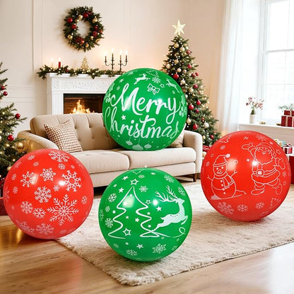 4 PCS 24 Inch Christmas Inflatable Balls Outdoor Inflatable Christmas Ball Ornaments for Xmas Garden Lawn Yard Holiday Front Door Window Decoration