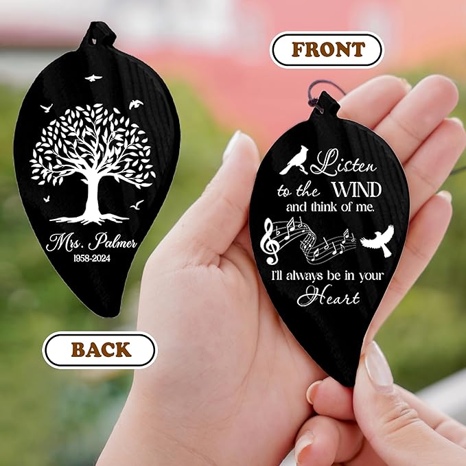 Personalized Crystal Memorial Wind Chimes Loss of Mom Dad Nana Papa Sympathy Ornament Cardinal Bird Keepsake Weatherproof Remembrance Gift in Memory Loved Ones for Window Outdoor Garden Decor