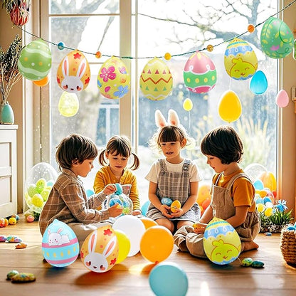 24 Packs 9 Inch Inflatable Easter Eggs Outdoor PVC Inflatable Hanging Eggs Blow Up Easter Egg for Egg Hunts Yard Garden Outdoor Decoration