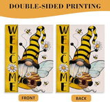 Welcome Spring Summer Bumble Bee Gnome Decorative House Flag, Honeycomb Daisy Flower Spring Garden Yard Outside Decorations, Farmhouse Outdoor Large Home Decor Double Sided 28 x 40