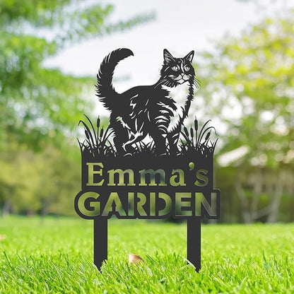Personalized Cute Cat Kitten Metal Garden Sign,Custom Yard Sign With Stake,Outdoor Garden Décor,Pet Cat Lawn Garden Decorated Statue,Cat Sympathy Yard Metal Sign,Cat Lover Gifts Kailyard Plaque.