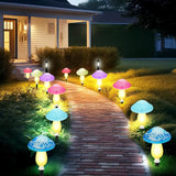 Reginary 12 Pcs Outdoor Lamp Solar Mushroom Light up Garden Mushroom Lights 8 Modes Waterproof Lamp Outside Decor for Holiday Yard Patio Pathway Lawn Ornament(Multicolored,Crack)