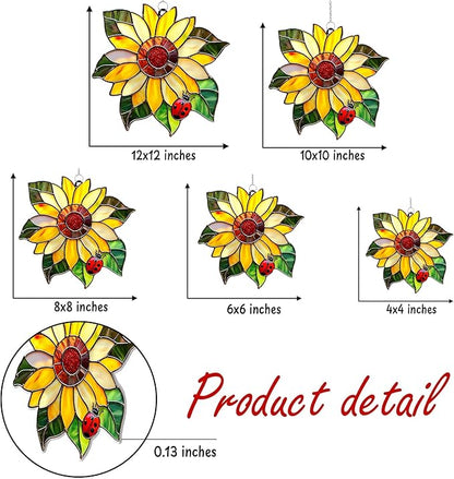 Sunflower Flower Acrylic Suncatcher, Flower Suncatchers for Window Hangings, Stained Glass Effect Garden Decor, Gift for Mother's Day, Mom, Grandma, Wife, Women