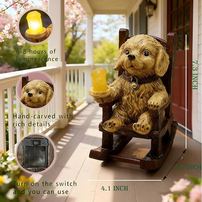 IVCOOLE Solar Dog Statue, Dog Garden Statues, Outdoor Dog Decorations for Patio Porch Yard and Lawn, Resin Dog Figurines with Solar Lantern, Dogs Lovers Gifts for Mom Grandma Women Housewarming