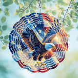 Eagle Flag Wind Spinner Outdoor, USA 250th Anniversary Wind Chime, 8 Inch 3D Metal Garden Wind Spinner, Stainless Steel Patriotic Yard Hanging Decor Gift