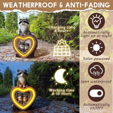 Thyle Solar Raccoon Family Garden Statue with Heart Light 9 Inch Raccoon Solar Lights Statue Outdoor Decor Windproof Waterproof for Outside Yard Garden Lawn Home Decor Mother Gifts for Women Mom