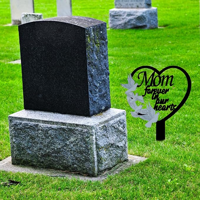 11 inch Metal Mom Memorial Stake Grave Decorations for Cemetery Gravesite Sympathy Markers Waterproof Memorial Gifts for Loss of Mother Tombstones Plaque Outdoors Lawn Yard Decor