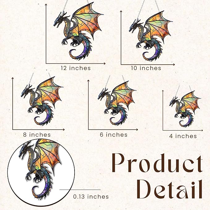 Fantasy Dragon Acrylic Suncatcher, Boho Suncatchers for Window Hanging Ornament, Stained Glass Effect Art Garden Decor, Gifts for Mother's Day, Mom, Grandma, Wife, Women, Nana
