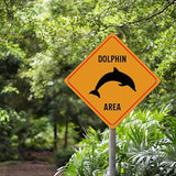 Dolphin Crossing Sign Caution DolphinXing Sign Street Sign Wildlife Novelty Road Fence Wall Decor Warning Metal Tin Sign For Indoor Outdoor 15x15in